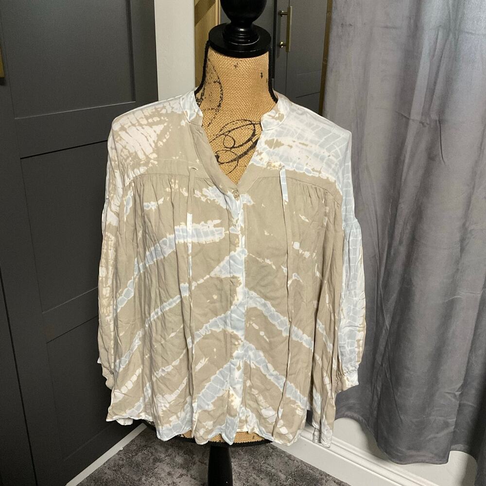 Young fabulous and broke printed tie front top in‎ blue multicolor size XS
